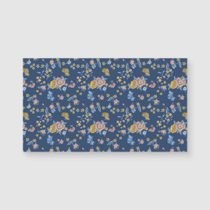 Blue Background Thread Effect Floral Pattern