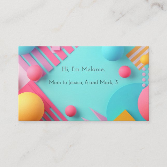 Blue background with assorted shapes and spheres business card (Front)