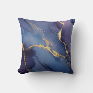 Blue background with gold streaks and dots cushion