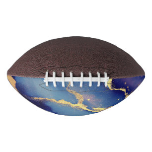 Blue background with gold streaks and dots football