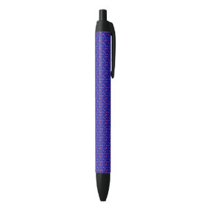 Blue Background with Red, White & Blue Stars USA Black Ink Pen