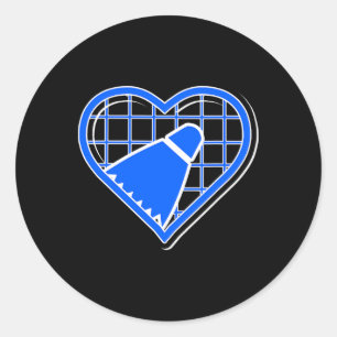 Blue Badminton Heart For Badminton Lovers Classic Round Sticker