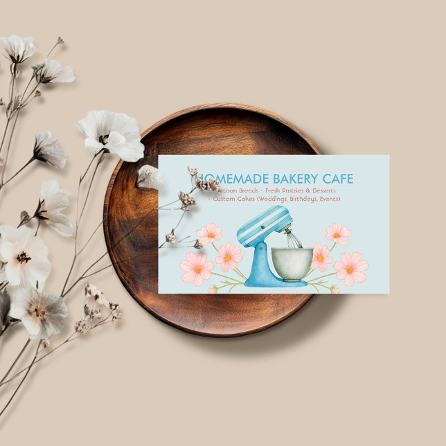 Blue Bakery Cafe Cake Maker Food Business Card (Creator Uploaded)