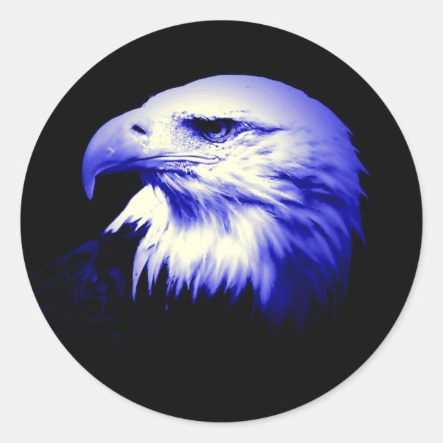 Blue Bald Eagle Classic Round Sticker (Front)