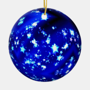 Blue ball brilliant stars ceramic tree decoration