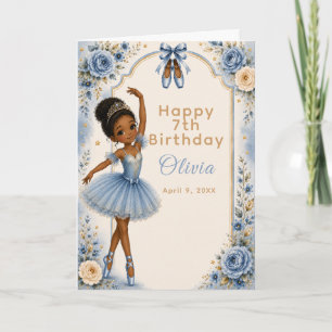 Blue Ballerina Birthday Party Card