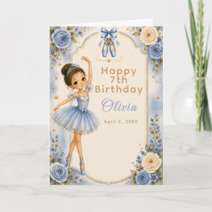 Blue Ballerina Birthday Party Card