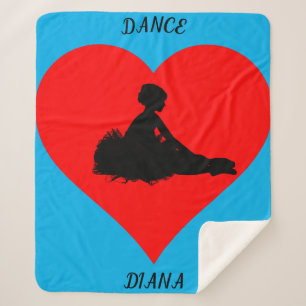 Blue Ballerina blanket with a red heart.