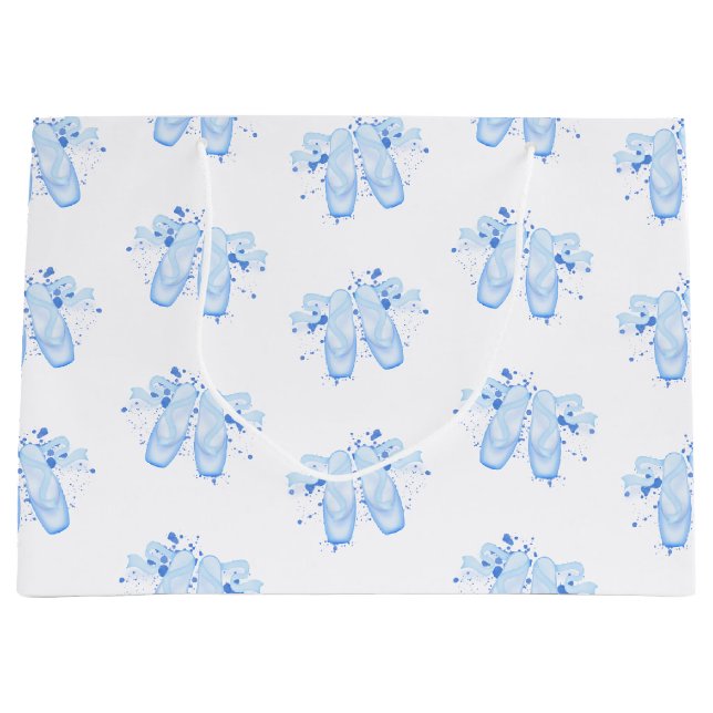 Blue Ballet Birthday Pointe Shoes Large Gift Bag (Front)