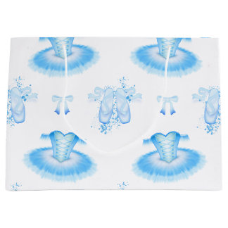 Blue Ballet Birthday Tutu & Pointe Shoes Large Gift Bag