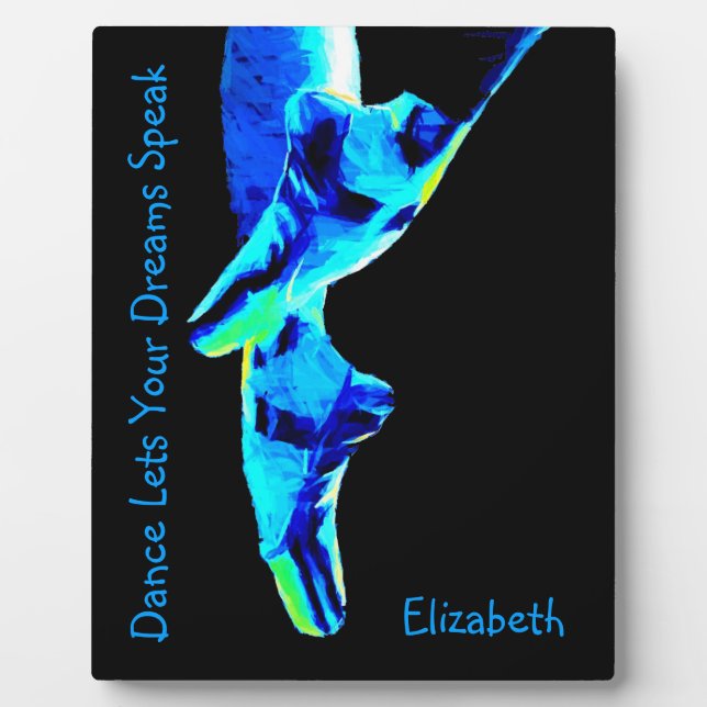 Blue Ballet Pointe Slippers Personalised Plaque (Front)