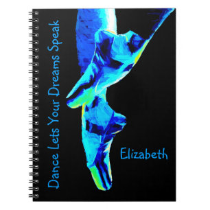 Blue Ballet Pointe Slippers Personalized Spiral Notebook