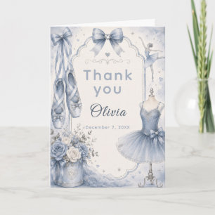 Blue Ballet Tutu Party Thank You Card
