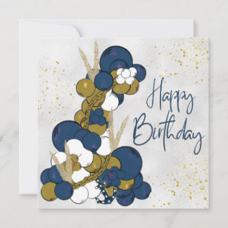 Blue Balloon Anchor Happy Birthday Flat Card