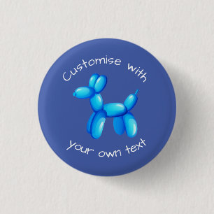 Blue Balloon Animal Dog 3 Cm Round Badge