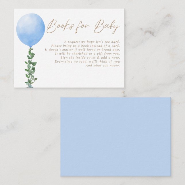 Blue Balloon Baby Boy Books for Baby Enclosure Card (Front/Back)