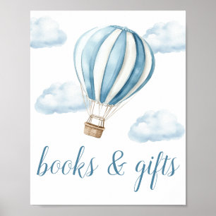 Blue Balloon Baby Shower Books And Gifts Sign
