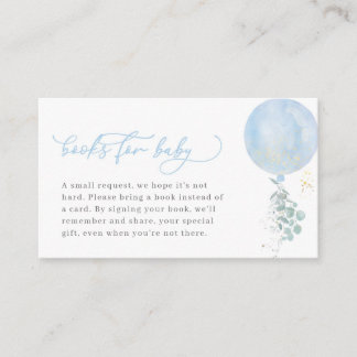 Blue Balloon Baby Shower Books for Baby Card