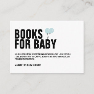 Blue Balloon Baby Shower Bring A Book Request Card