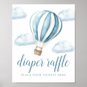Blue Balloon Baby Shower Diaper Raffle Sign