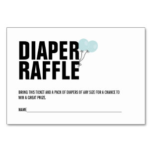 Blue Balloon Baby Shower Diaper Raffle Ticket Card