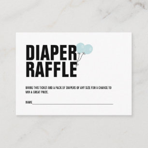 Blue Balloon Baby Shower Diaper Raffle Ticket Enclosure Card