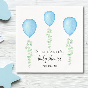 Blue Balloon Baby Shower Greenery  Napkin