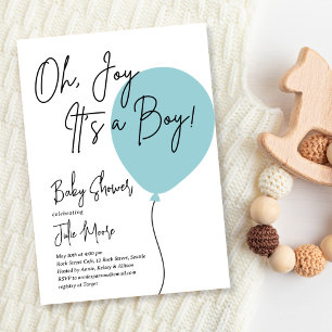 Blue Balloon Baby Shower Invitation