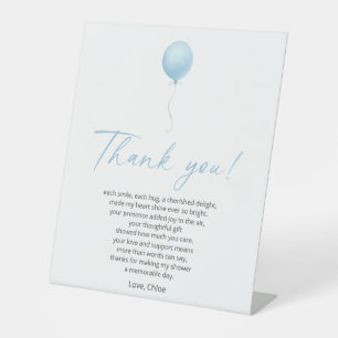 Blue Balloon Baby Shower Thank You Poem Pedestal Sign