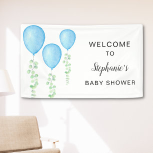 Blue Balloon Baby Shower Welcome Banner
