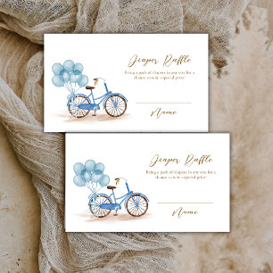 Blue Balloon Bicycle Diaper Raffle Baby Shower Enclosure Card