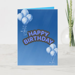 Blue Balloon Birthday Card for Kids