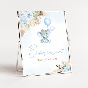 Blue Balloon Elephant Baby Shower Babies are Sweet Poster