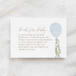 Blue Balloon Eucalyptus Books for Baby Request Enc Enclosure Card<br><div class="desc">Request a book for your little one with this watercolor balloon and eucalyptus Books for Baby invitation insert card.</div>