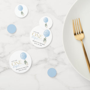 Blue Balloon, Eucalyptus, Greenery, First Birthday Confetti