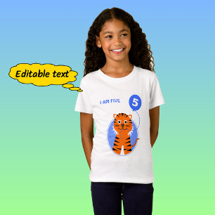 Blue balloon fifth birthday tiger T-Shirt