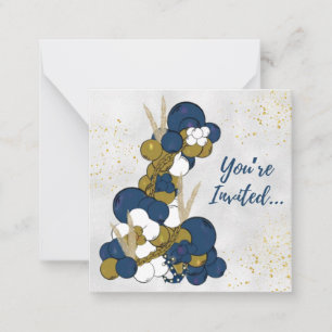 Blue Balloon Garland Anchor Invitation - Flat Card