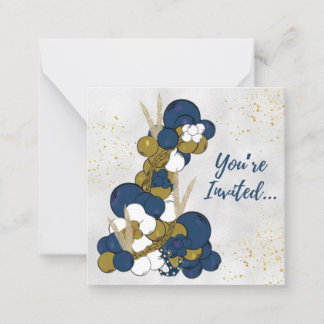Blue Balloon Garland Anchor Invitation - Flat Card
