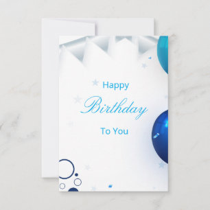 Blue Balloon Happy Birthday Card