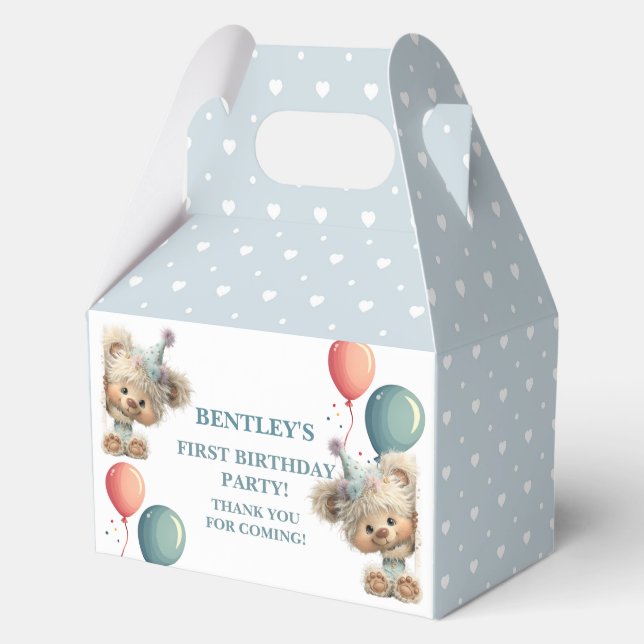 Blue Balloon Hedgehogs Celebration Favour Box (Front)