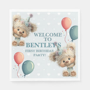 Blue Balloon Hedgehogs Celebration Napkin