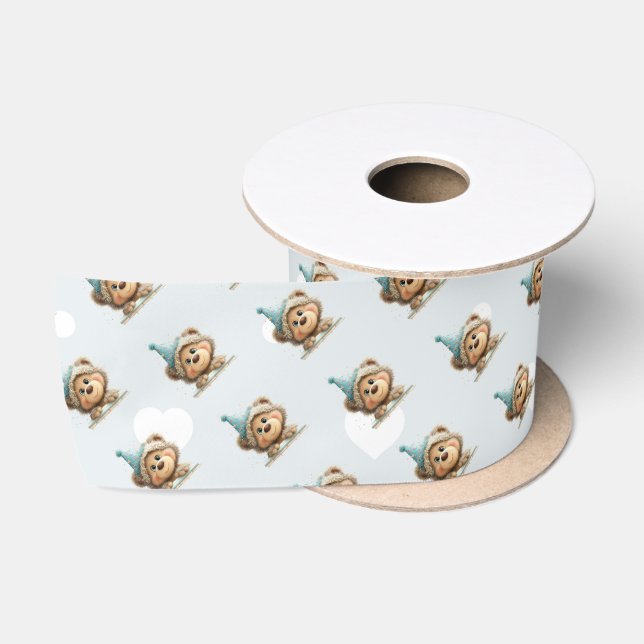 Blue Balloon Hedgehogs Celebration Satin Ribbon (Spool)