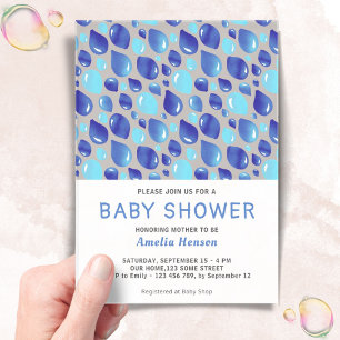 Blue Balloon Pattern Baby Boy Baby Shower Acrylic Invitations