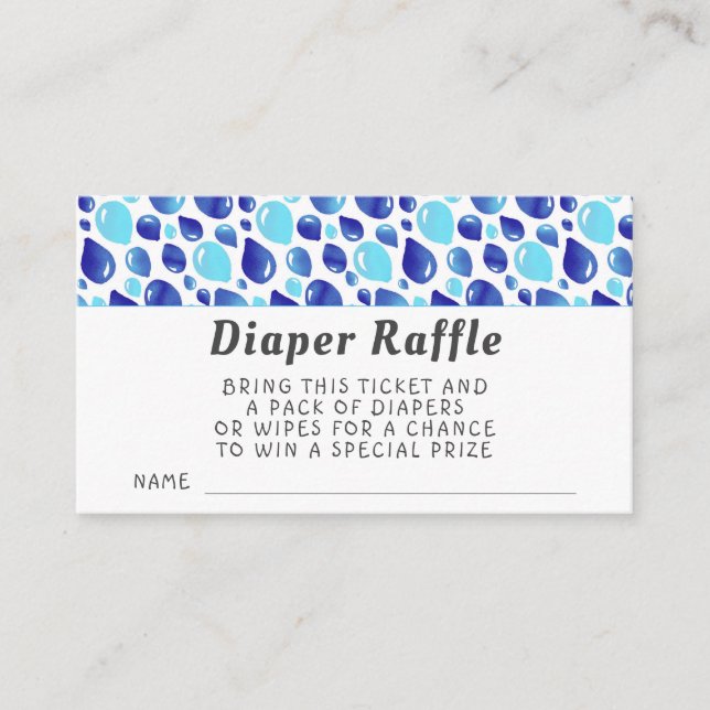 Blue Balloon Pattern Baby Shower Diaper Raffle Enclosure Card (Front)