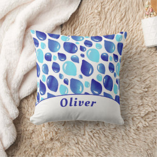 Blue Balloon Pattern Boy Name Kids Decor Cushion