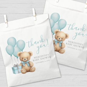 Blue Balloon Teddy Bear Baby Shower Favour Bags