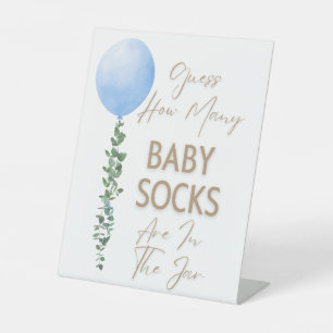 Blue Balloon Watercolor Boy Baby Shower Pedestal Pedestal Sign