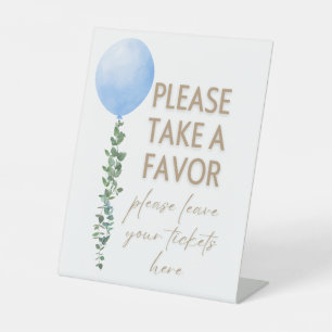 Blue Balloon Watercolor Boy Baby Shower Pedestal Sign