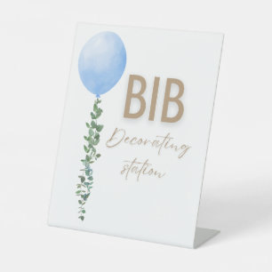 Blue Balloon Watercolor Boy Baby Shower Pedestal Sign