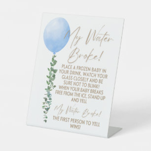 Blue Balloon Watercolor Boy Baby Shower Pedestal Sign